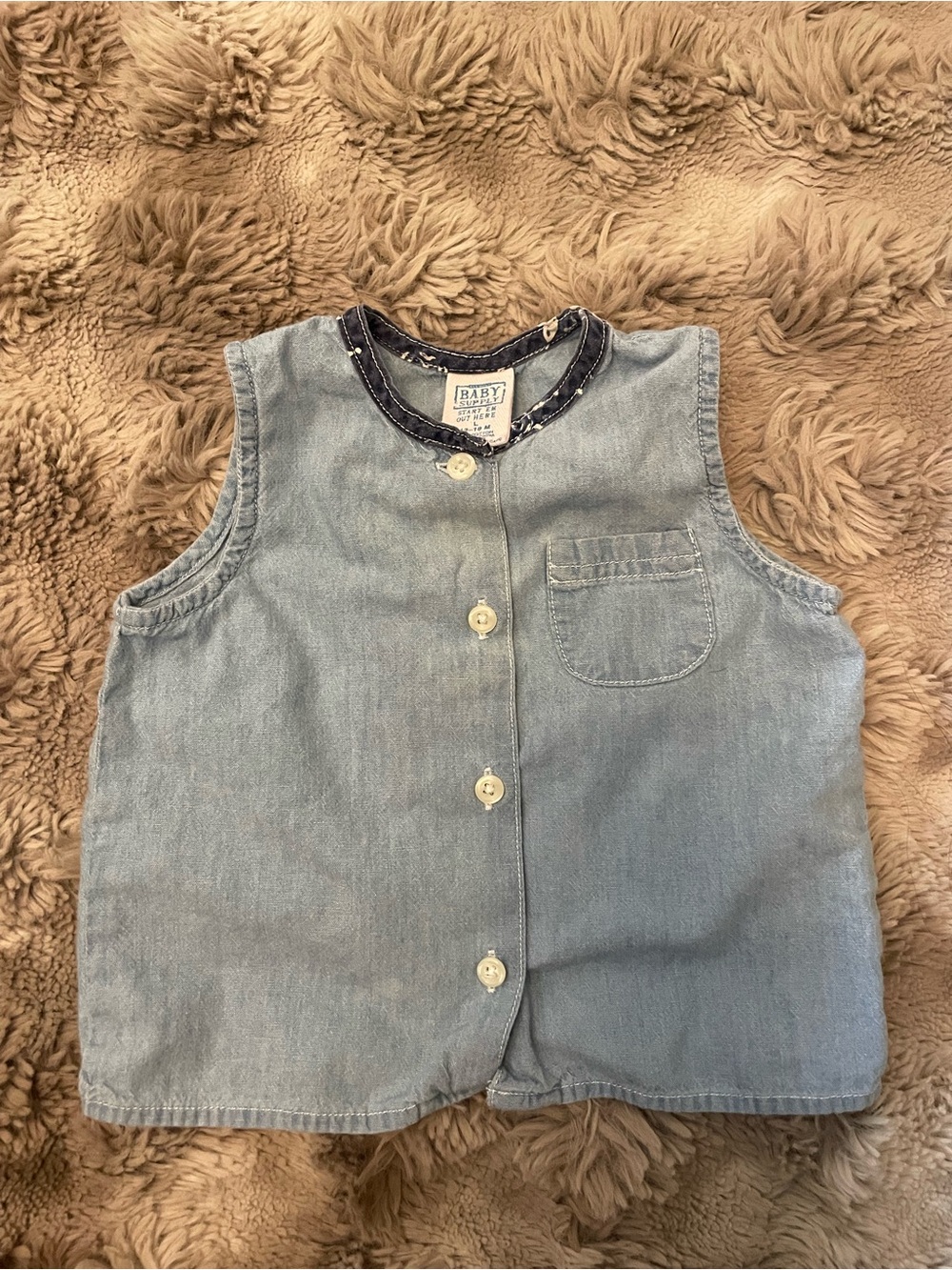 1999 Light Blue Denim Sleeveless Button-Up Top - Kids